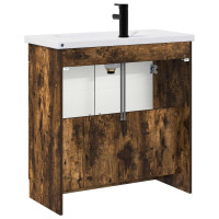 Produktbild för Badrumsmöbelset Rökt ek 78,5 x 37,5 x 81 cm Konstruerat trä