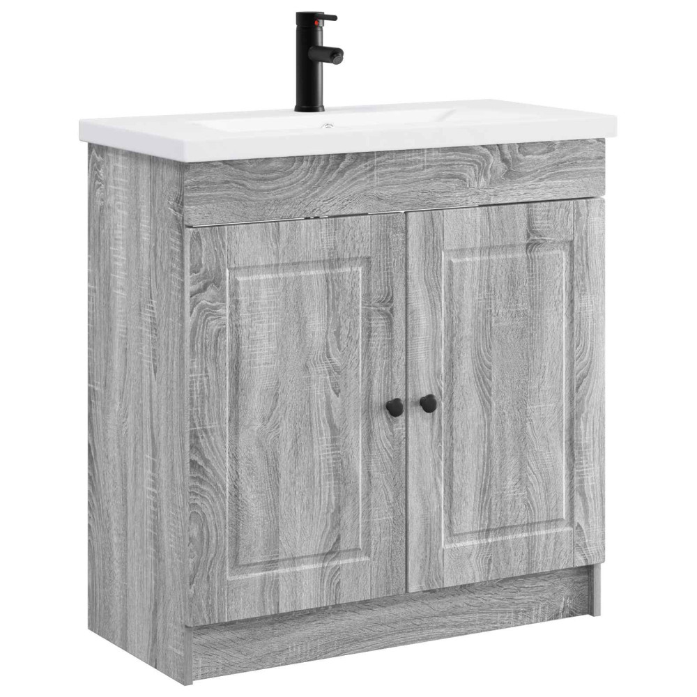 Produktbild för Badrumsmöbelset Grå Sonoma 78,5 x 37,5 x 81 cm Konstruerat trä