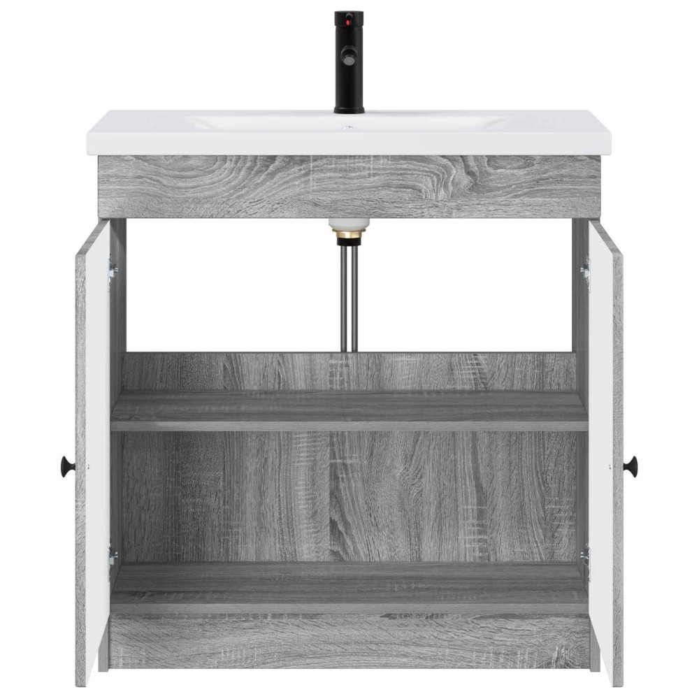 Produktbild för Badrumsmöbelset Grå Sonoma 78,5 x 37,5 x 81 cm Konstruerat trä