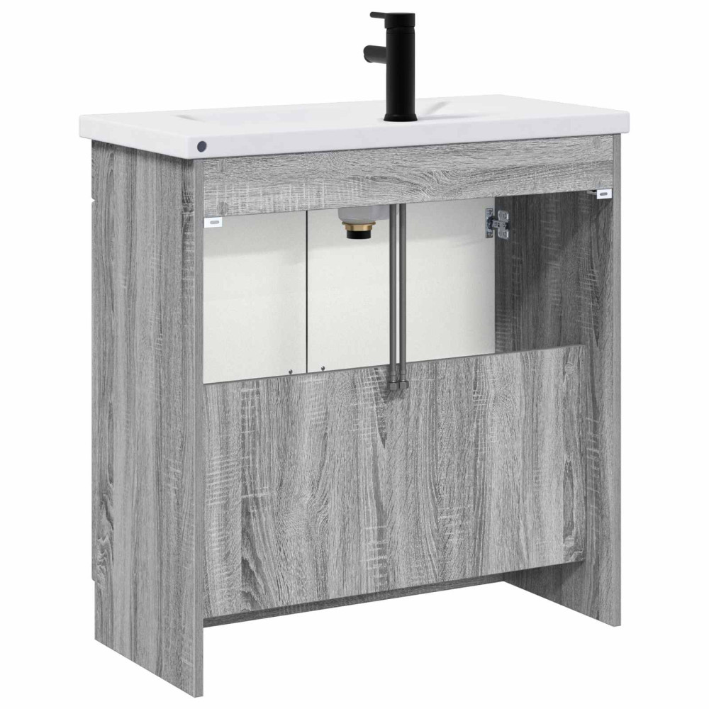 Produktbild för Badrumsmöbelset Grå Sonoma 78,5 x 37,5 x 81 cm Konstruerat trä