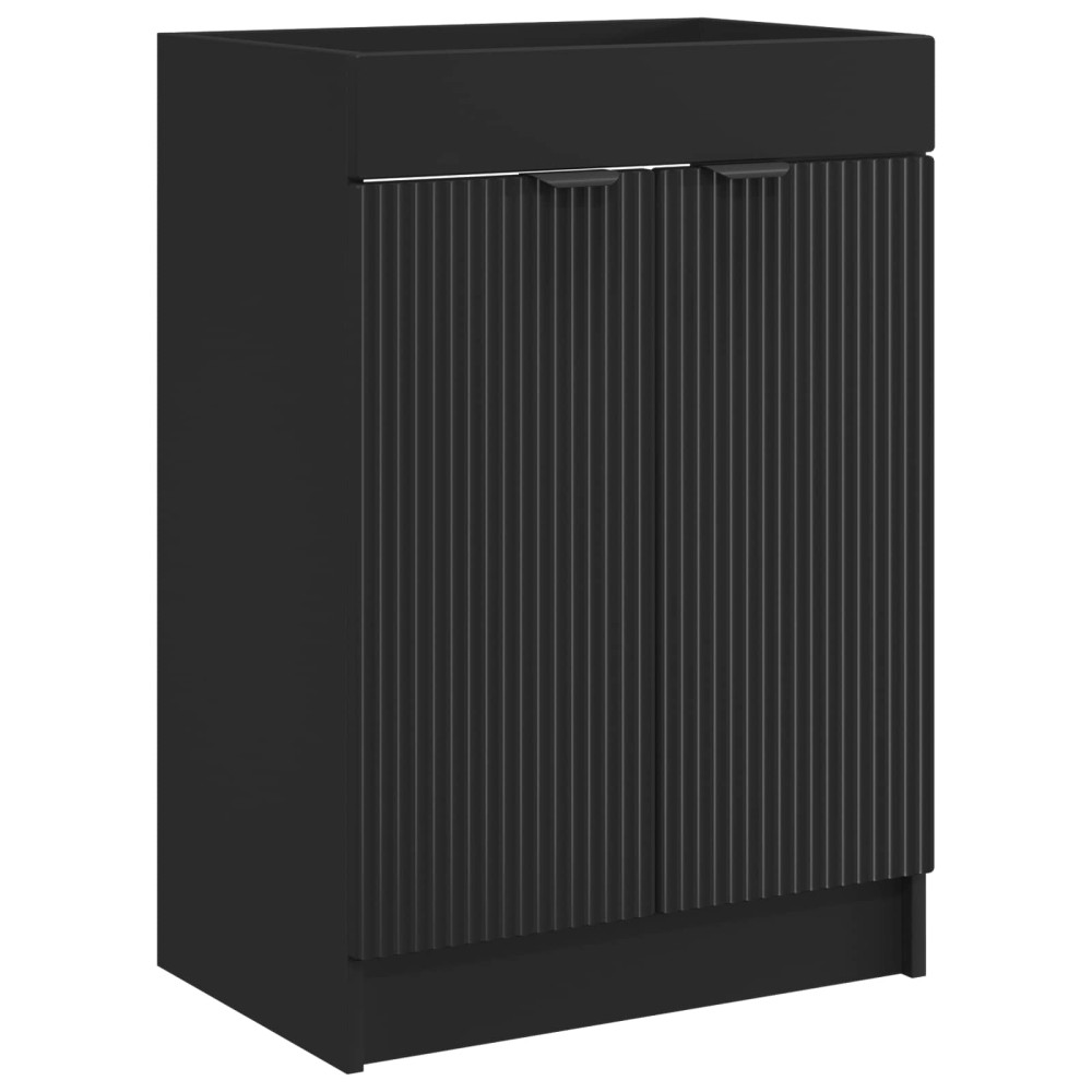 Produktbild för Badrumsmöbelset Svart 56 x 37,5 x 81 cm Konstruerat trä