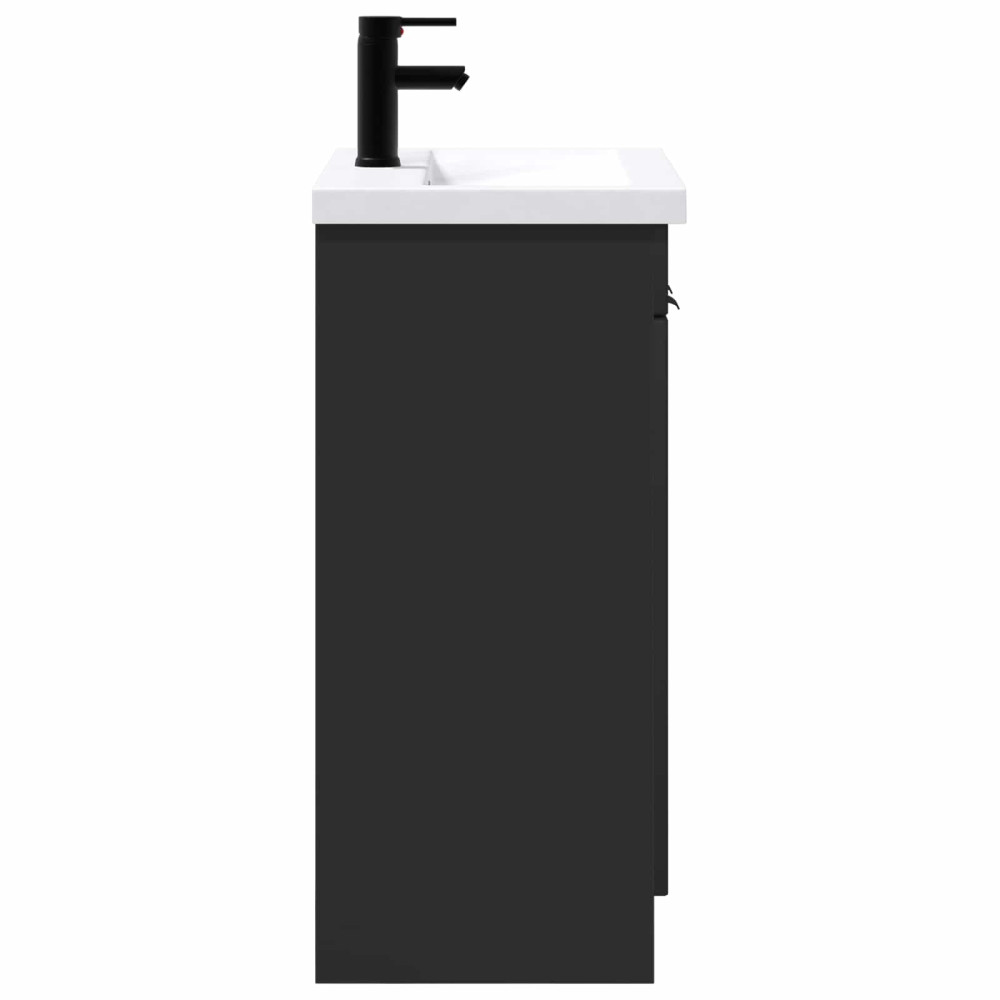 Produktbild för Badrumsmöbelset Svart 56 x 37,5 x 81 cm Konstruerat trä