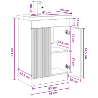 Produktbild för Badrumsmöbelset Betonggrå 56 x 37,5 x 81 cm Konstruerat trä
