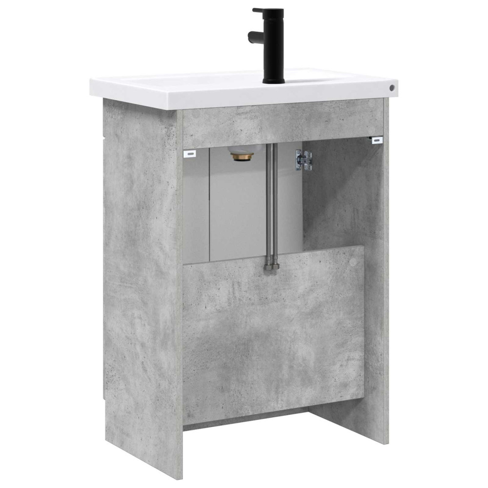 Produktbild för Badrumsmöbelset Betonggrå 56 x 37,5 x 81 cm Konstruerat trä