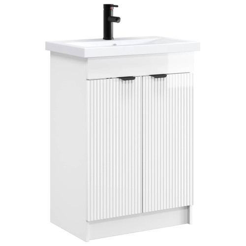 vidaXL Badrumsmöbelset Vit högglans 56 x 37,5 x 81 cm Konstruerat trä