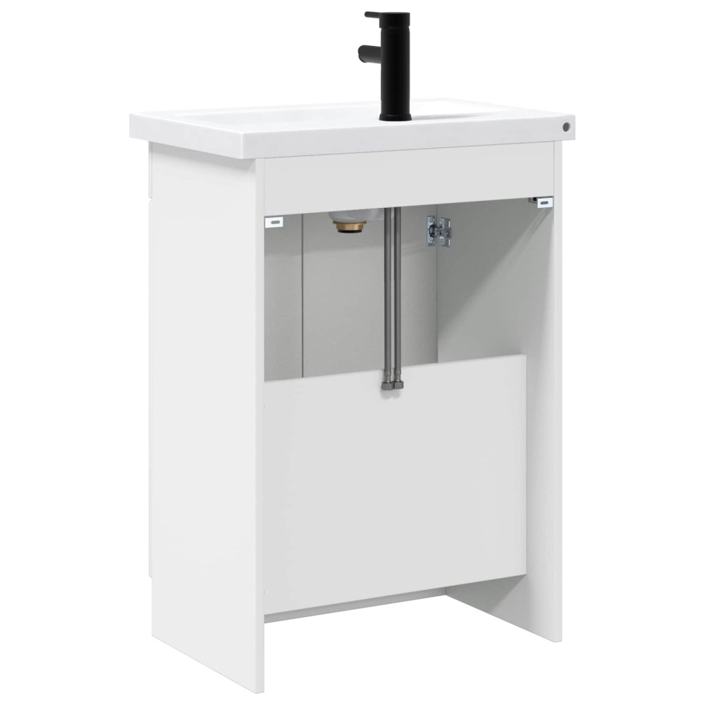 Produktbild för Badrumsmöbelset Vit högglans 56 x 37,5 x 81 cm Konstruerat trä