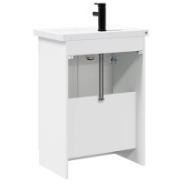 Produktbild för Badrumsmöbelset Vit högglans 56 x 37,5 x 81 cm Konstruerat trä