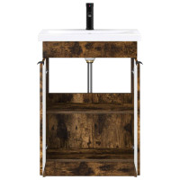 Produktbild för Badrumsmöbelset Rökt ek 56 x 37,5 x 81 cm Konstruerat trä