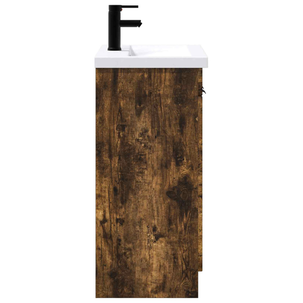 Produktbild för Badrumsmöbelset Rökt ek 56 x 37,5 x 81 cm Konstruerat trä