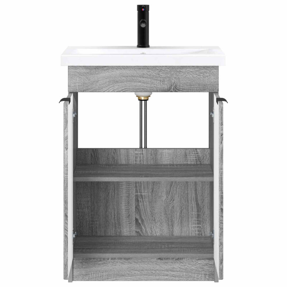 Produktbild för Badrumsmöbelset Grå Sonoma 56 x 37,5 x 81 cm Konstruerat trä