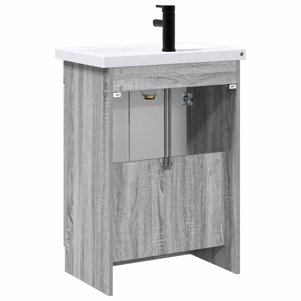 Produktbild för Badrumsmöbelset Grå Sonoma 56 x 37,5 x 81 cm Konstruerat trä