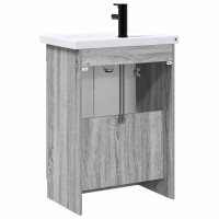Produktbild för Badrumsmöbelset Grå Sonoma 56 x 37,5 x 81 cm Konstruerat trä