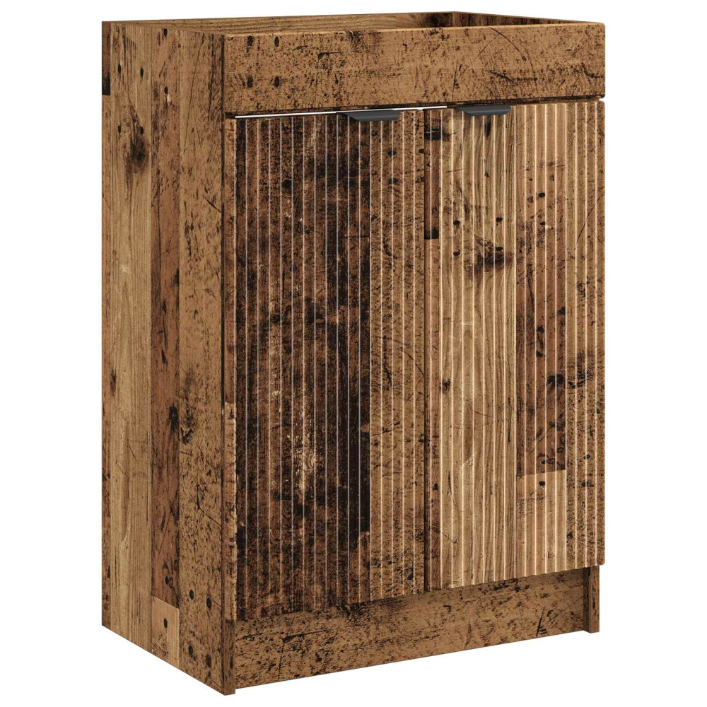Produktbild för Badrumsmöbelset Gammalt trä 56 x 37,5 x 81 cm Konstruerat trä