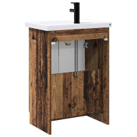 Produktbild för Badrumsmöbelset Gammalt trä 56 x 37,5 x 81 cm Konstruerat trä