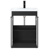 Produktbild för Badrumsmöbelset Svart 78,5 x 37,5 x 81 cm Konstruerat trä