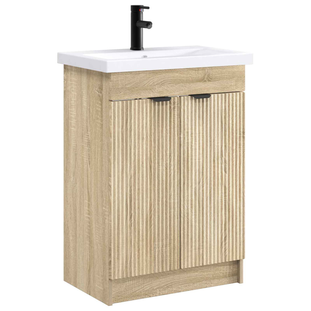 Produktbild för Badrumsmöbelset Sonoma-ek 78,5 x 37,5 x 81 cm Konstruerat trä