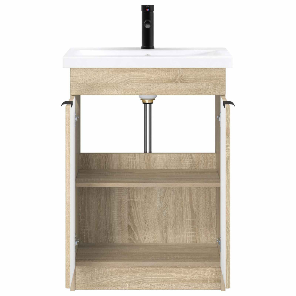 Produktbild för Badrumsmöbelset Sonoma-ek 78,5 x 37,5 x 81 cm Konstruerat trä
