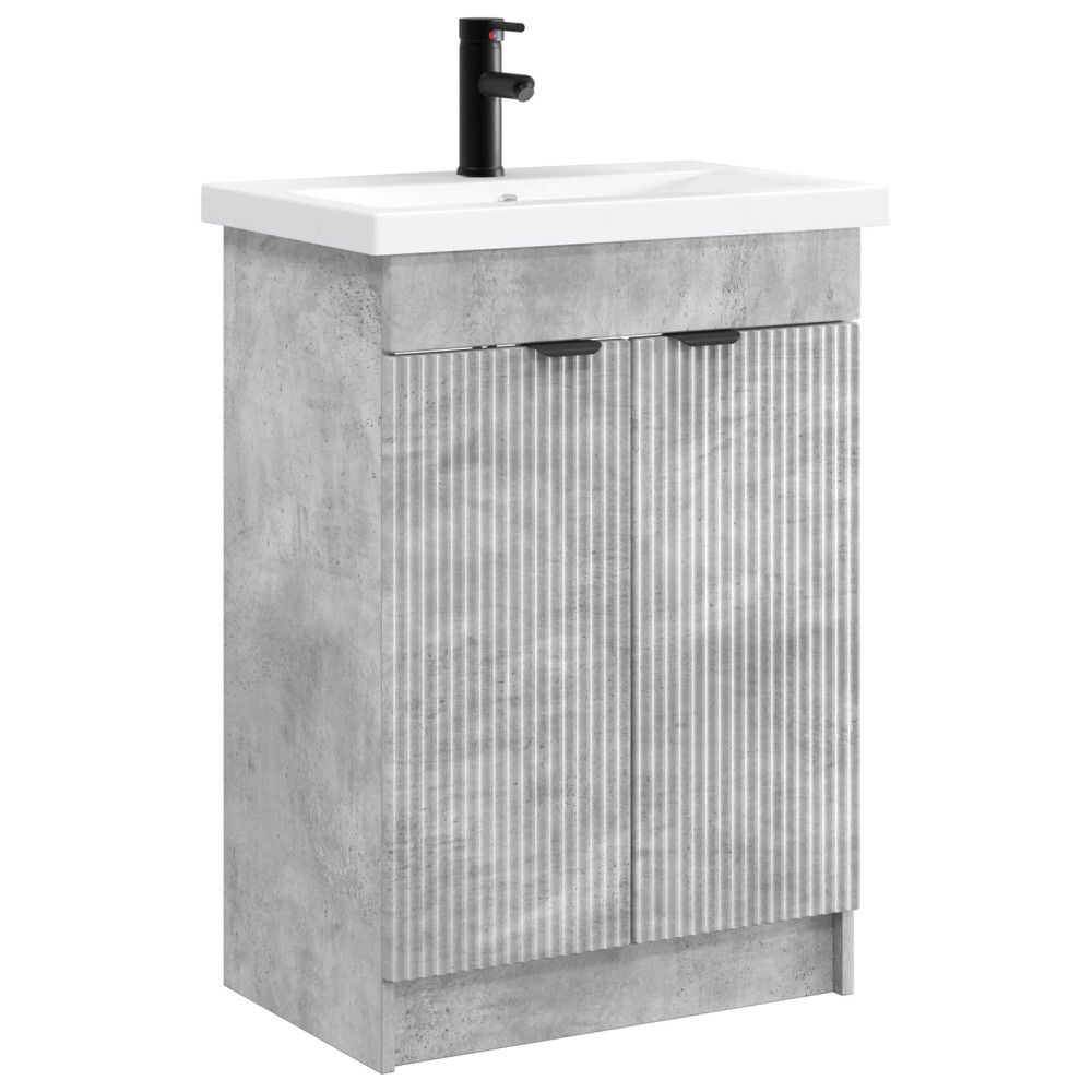 Produktbild för Badrumsmöbelset Betonggrå 78,5 x 37,5 x 81 cm Konstruerat trä