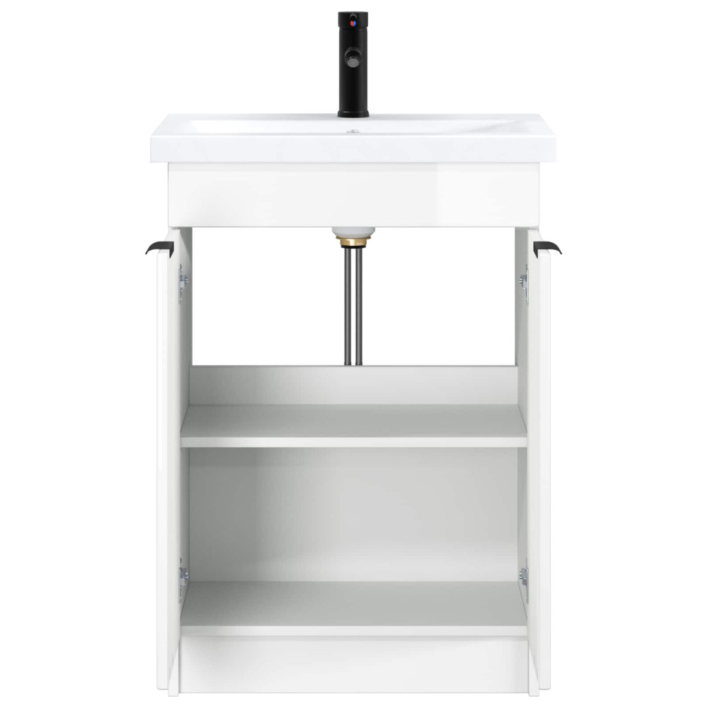 Produktbild för Badrumsmöbelset Vit högglans 78,5 x 37,5 x 81 cm