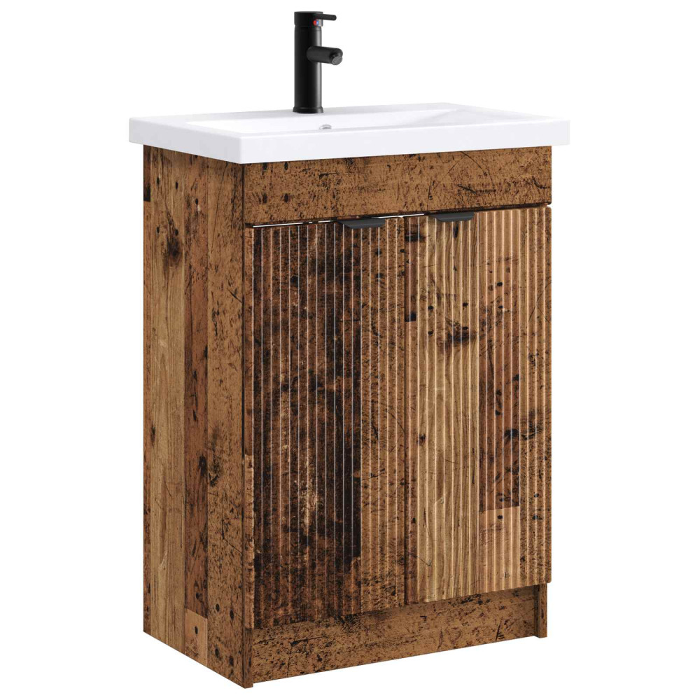 Produktbild för Badrumsmöbelset Gammalt trä 78,5 x 37,5 x 81 cm Konstruerat trä