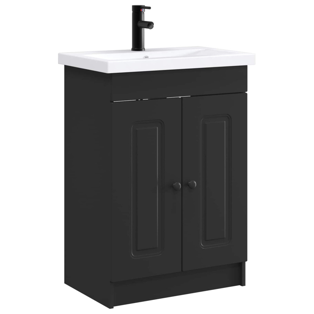 Produktbild för Badrumsmöbelset Svart 56 x 37,5 x 81 cm Konstruerat trä