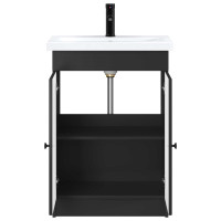 Produktbild för Badrumsmöbelset Svart 56 x 37,5 x 81 cm Konstruerat trä