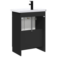 Produktbild för Badrumsmöbelset Svart 56 x 37,5 x 81 cm Konstruerat trä