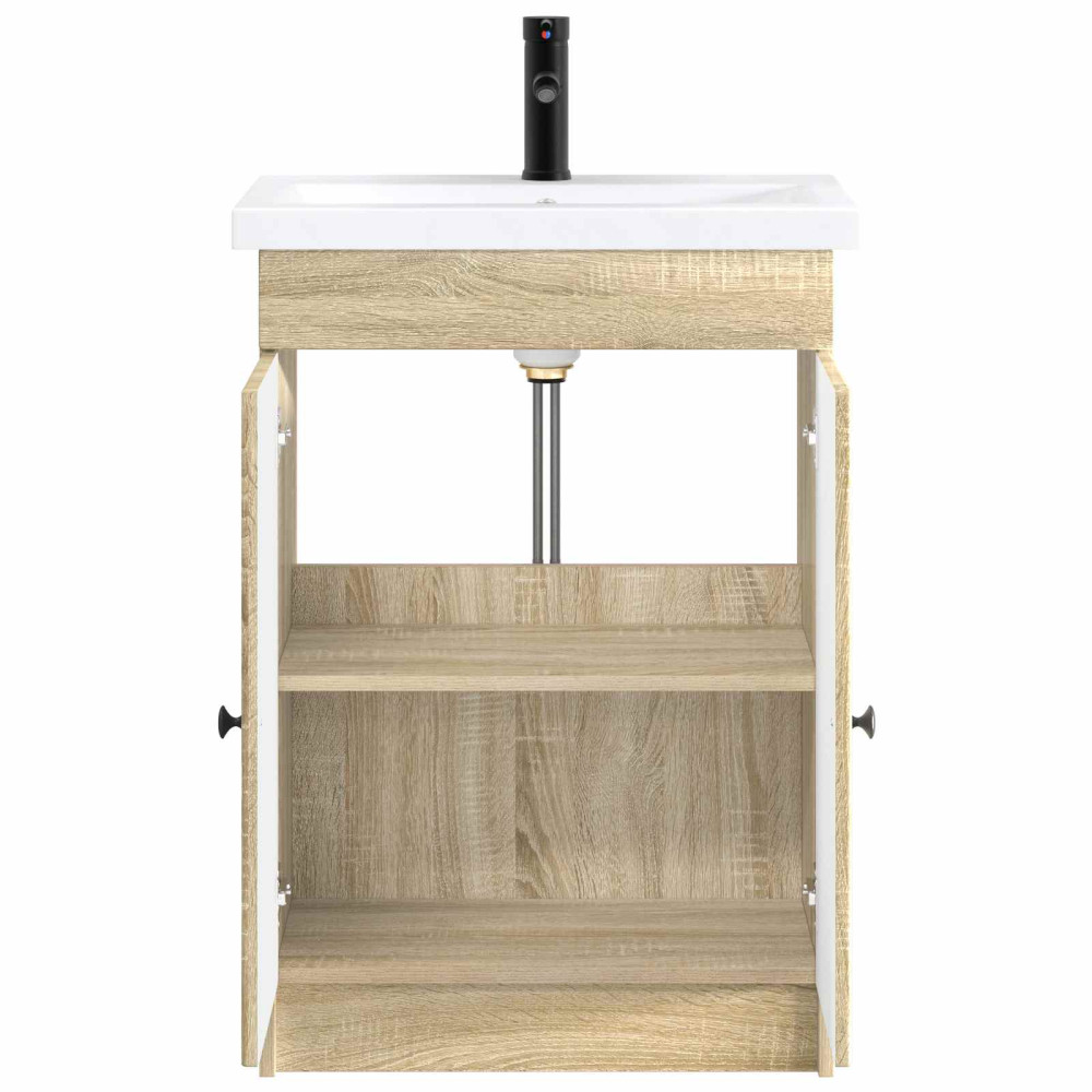 Produktbild för Badrumsmöbelset Sonoma-ek 56 x 37,5 x 81 cm Konstruerat trä