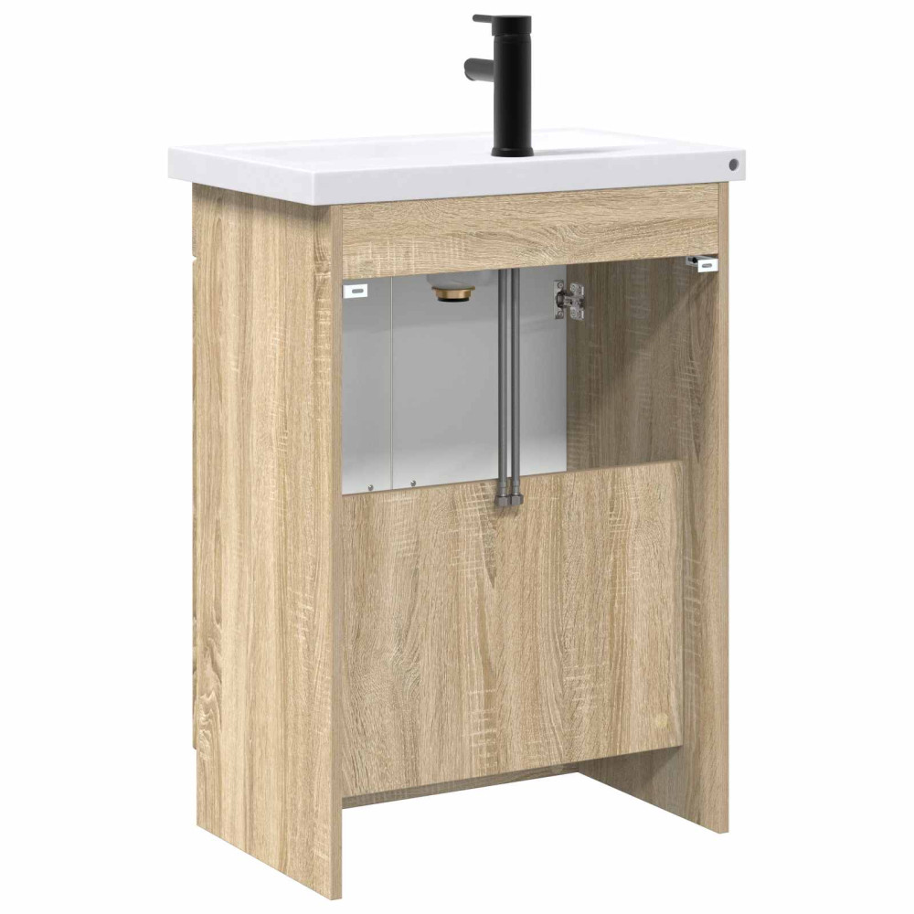 Produktbild för Badrumsmöbelset Sonoma-ek 56 x 37,5 x 81 cm Konstruerat trä