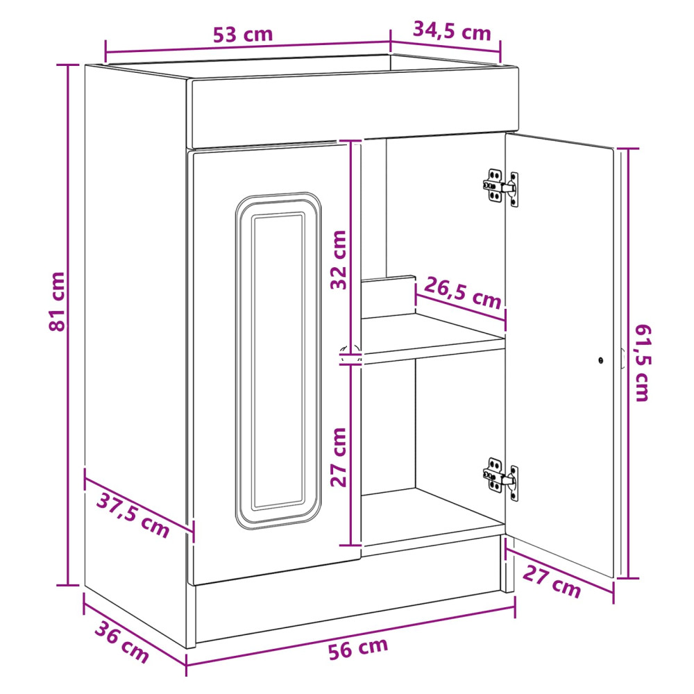 Produktbild för Badrumsmöbelset Betonggrå 56 x 37,5 x 81 cm Konstruerat trä