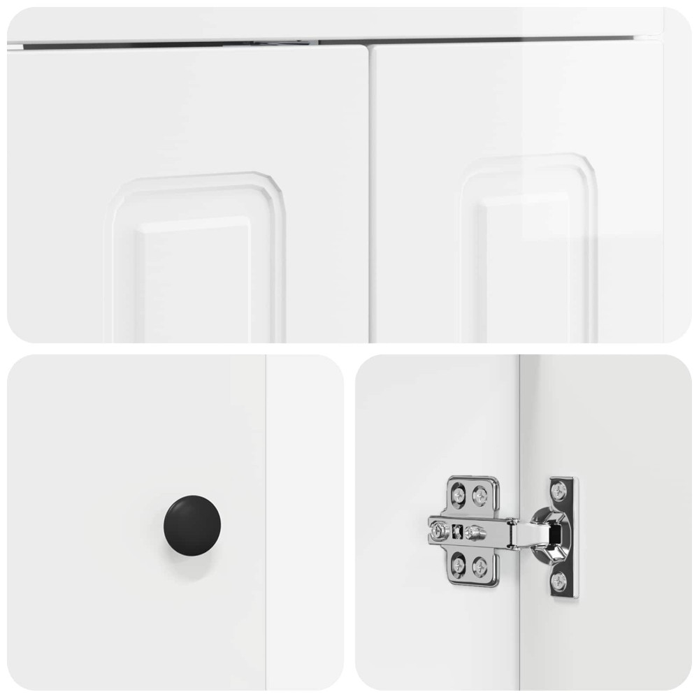 Produktbild för Badrumsmöbelset Vit högglans 56 x 37,5 x 81 cm Konstruerat trä