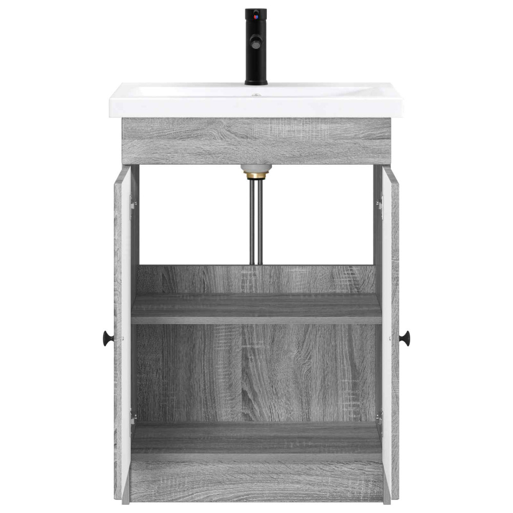 Produktbild för Badrumsmöbelset Grå Sonoma 56 x 37,5 x 81 cm Konstruerat trä