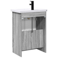 Produktbild för Badrumsmöbelset Grå Sonoma 56 x 37,5 x 81 cm Konstruerat trä