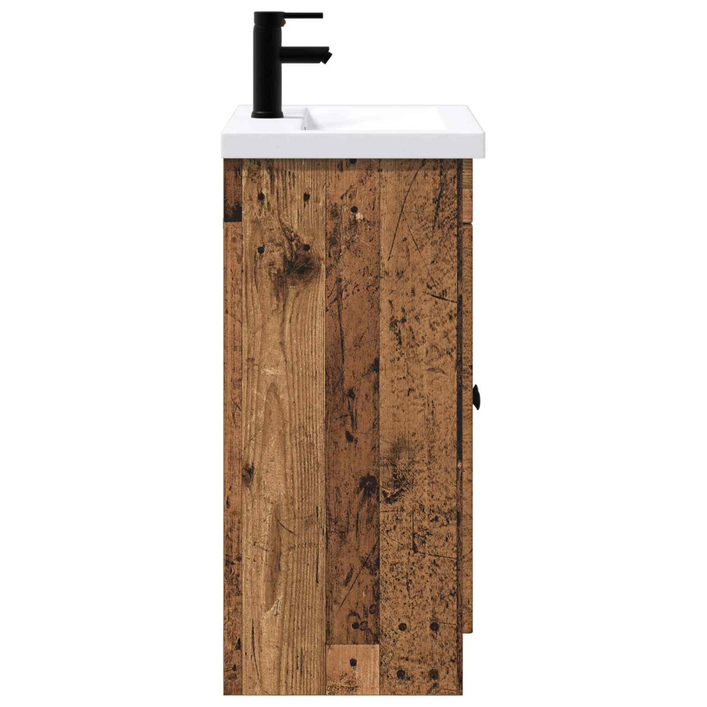 Produktbild för Badrumsmöbelset Gammalt trä 56 x 37,5 x 81 cm Konstruerat trä