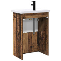 Produktbild för Badrumsmöbelset Gammalt trä 56 x 37,5 x 81 cm Konstruerat trä