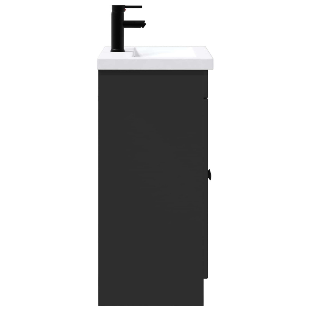 Produktbild för Badrumsmöbelset Svart 78,5 x 37,5 x 81 cm Konstruerat trä