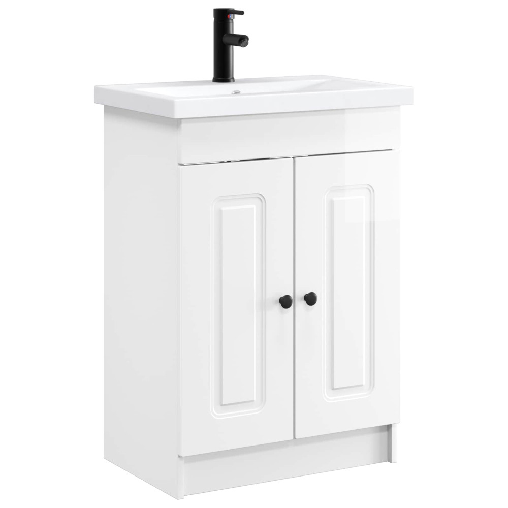 Produktbild för Badrumsmöbelset Vit högglans 78,5 x 37,5 x 81 cm