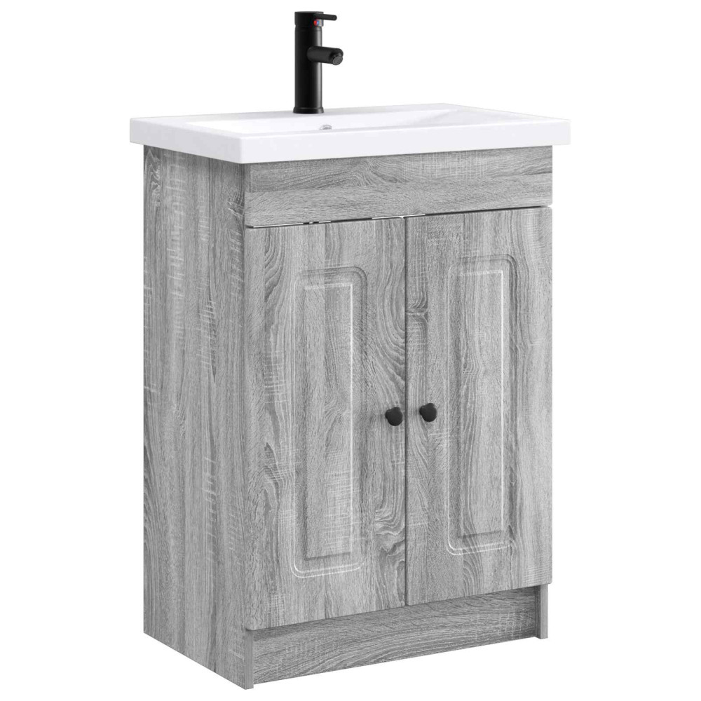 Produktbild för Badrumsmöbelset Grå Sonoma 78,5 x 37,5 x 81 cm Konstruerat trä