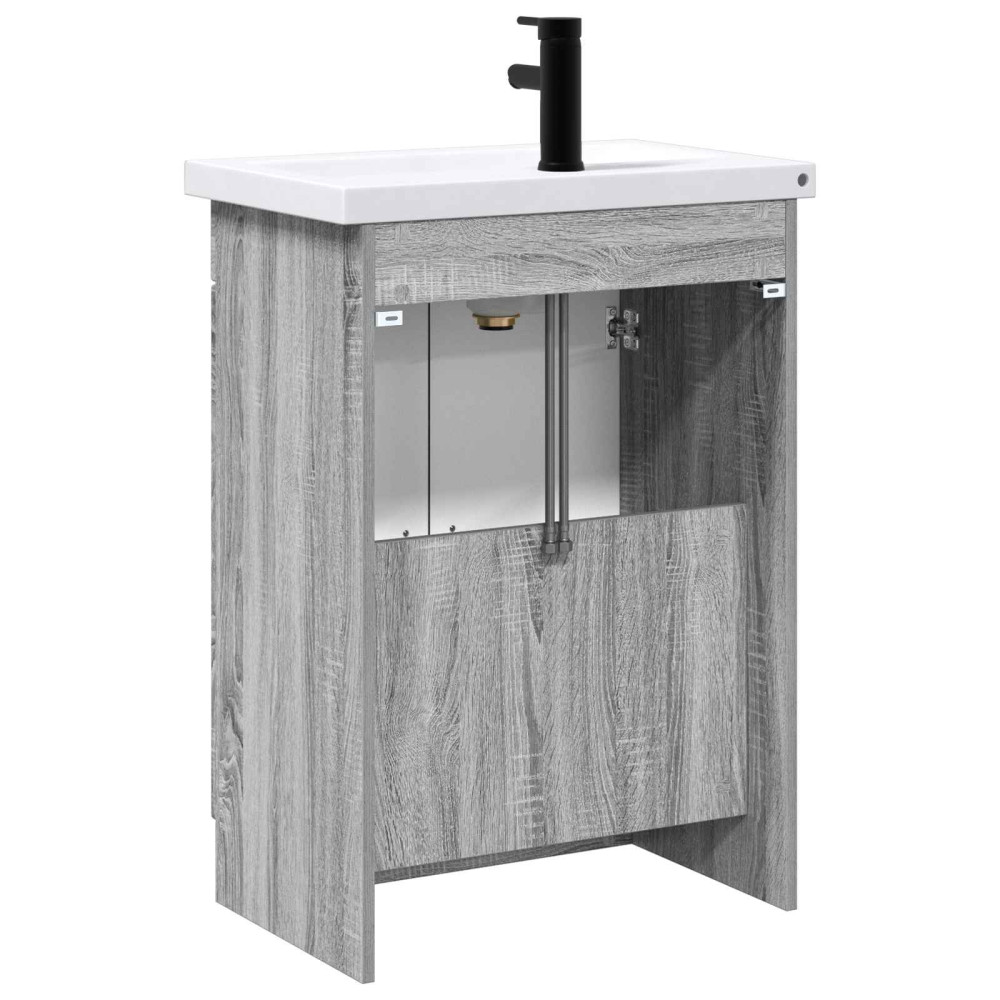Produktbild för Badrumsmöbelset Grå Sonoma 78,5 x 37,5 x 81 cm Konstruerat trä