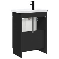 Produktbild för Badrumsmöbelset Svart 56 x 37,5 x 81 cm Konstruerat trä
