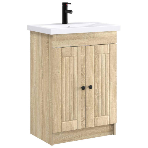 vidaXL Badrumsmöbelset Sonoma-ek 56 x 37,5 x 81 cm Konstruerat trä