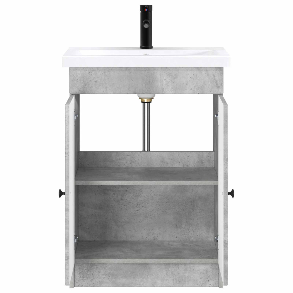 Produktbild för Badrumsmöbelset Betonggrå 56 x 37,5 x 81 cm Konstruerat trä