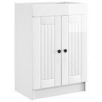 Produktbild för Badrumsmöbelset Vit högglans 56 x 37,5 x 81 cm Konstruerat trä