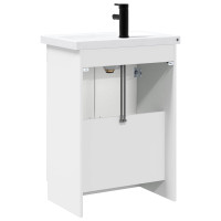 Produktbild för Badrumsmöbelset Vit högglans 56 x 37,5 x 81 cm Konstruerat trä