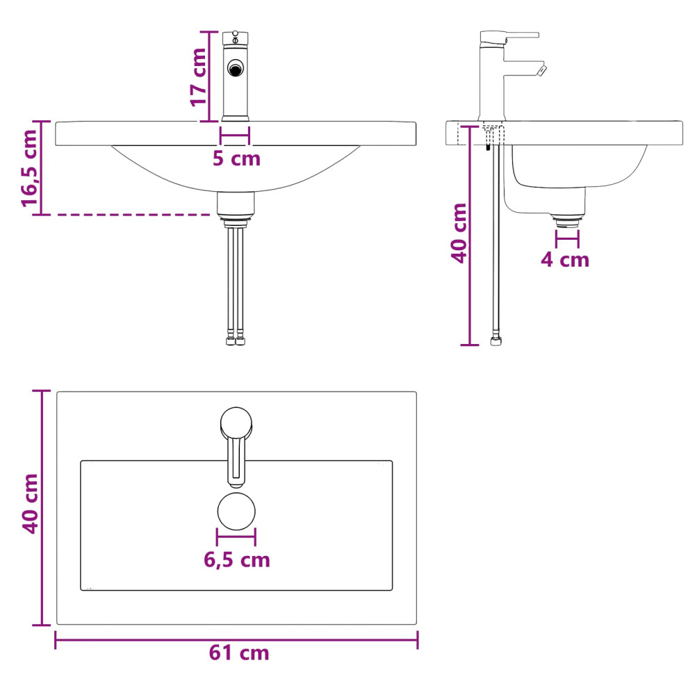 Produktbild för Badrumsmöbelset Rökt ek 56 x 37,5 x 81 cm Konstruerat trä