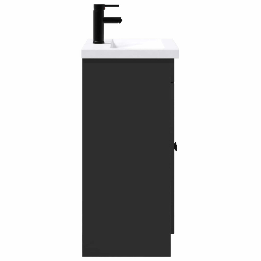 Produktbild för Badrumsmöbelset Svart 78,5 x 37,5 x 81 cm Konstruerat trä