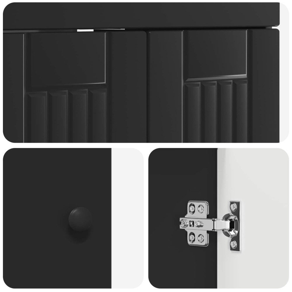 Produktbild för Badrumsmöbelset Svart 78,5 x 37,5 x 81 cm Konstruerat trä