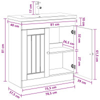 Produktbild för Badrumsmöbelset Svart 78,5 x 37,5 x 81 cm Konstruerat trä