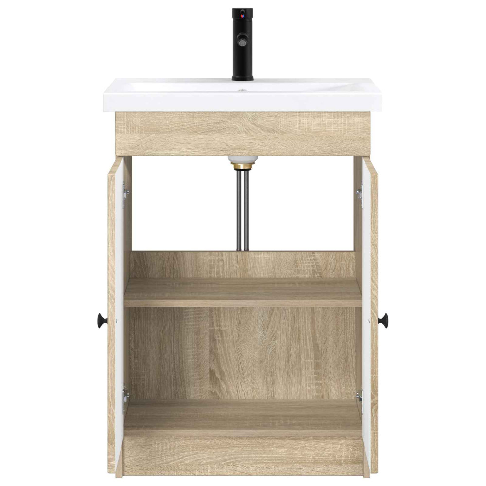 Produktbild för Badrumsmöbelset Sonoma-ek 78,5 x 37,5 x 81 cm Konstruerat trä