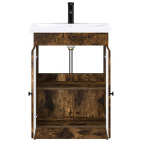 Produktbild för Badrumsmöbelset Rökt ek 78,5 x 37,5 x 81 cm Konstruerat trä